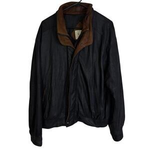 Remy Leather Jacket Mens 40 Black Full ZIp Bomber Double Collar Made in USA